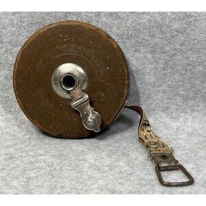 Vintage 50’ Metallic Tape Measure The Lufkin Rule Co 503 Made In USA Decor Craft